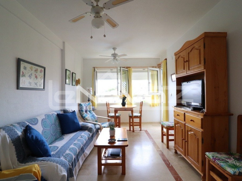 Piso de 1 dormitorio con gran terraza con vistas al mar y amplio trastero a 850 m de la playa en Campoamor.. #1367